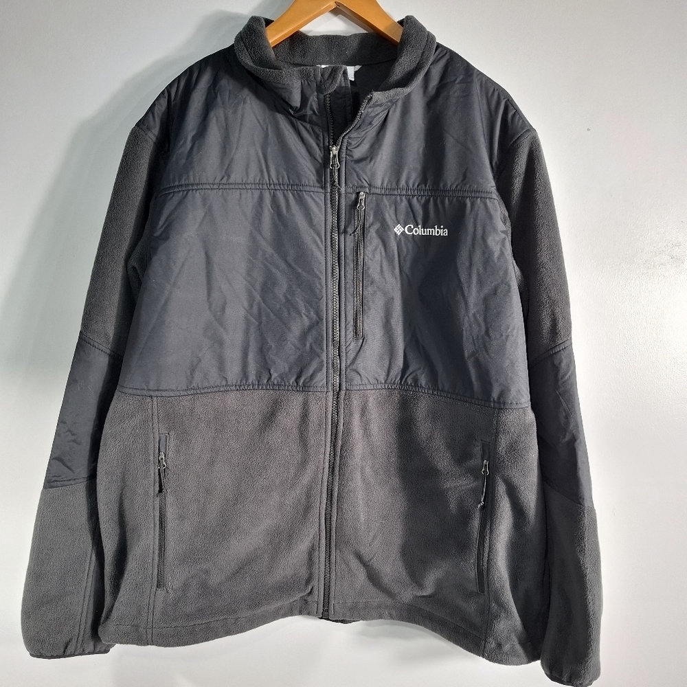 Columbia Size XXL Mens Full Zip Stand Collar Pocket Fleece Athletic Jacket